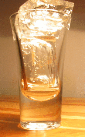 Ice melting in a glass